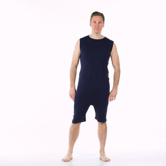 Body met rits en korte pijp marine blauw