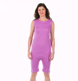 Body met rits en korte pijp roze