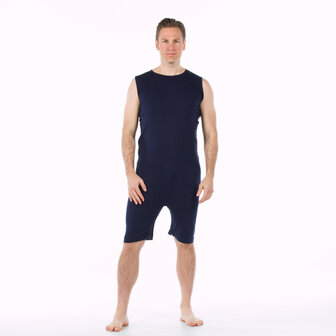 Body met rits en korte pijp met rits marine blauw