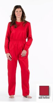 anti-scheur body met lange mouw, lange pijp en rugrits fel rood
