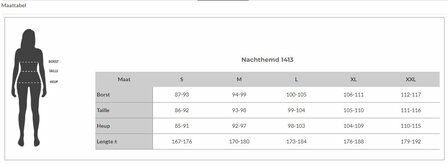 Matentabel nachthemd 1413