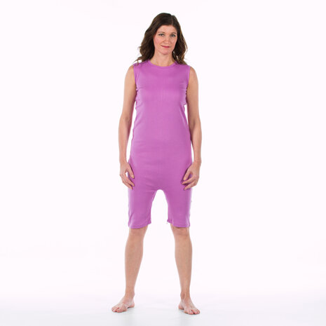 Body met rits en korte pijp met rits roze