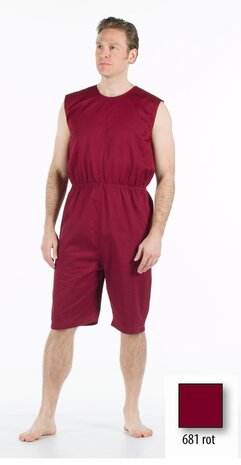 anti-scheurbody zonder mouw, korte pijp en rugritssluiting rood