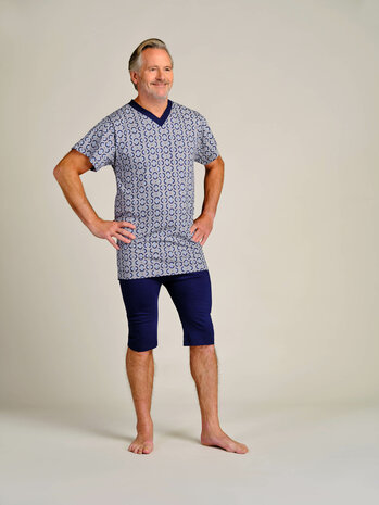 Dessin heren hansop 1055, dessin 400 grijs/blauw (halve rondjes)