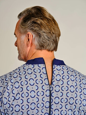 Dessin heren hansop 1055, dessin 400 grijs/blauw (halve rondjes)