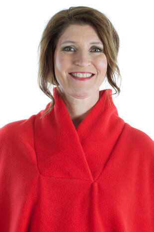 cape 7387 met sjaal kraag zonder mouw, kleur 600 fel rood