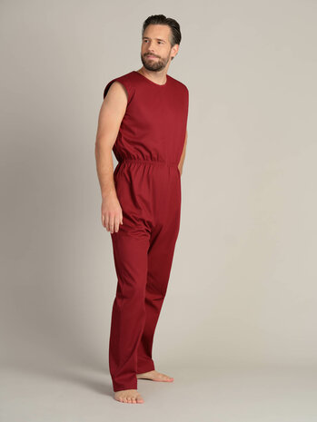 Antischeurbody 2531 zonder mouw, lange pijpen en rug ritssluiting, kleur 681 rood